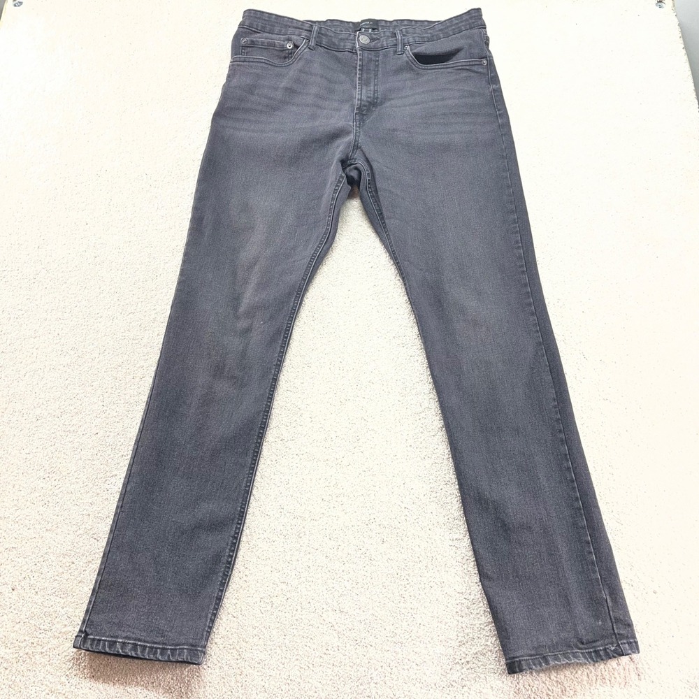 Forever 21 Skinny Jeans Mens 34‎ Black Faded Denim Five Pocket Stretch Pants